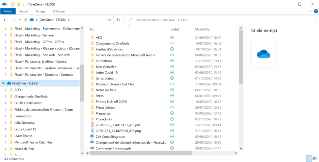 OneDrive dans l'explorateur de fichiers Windows