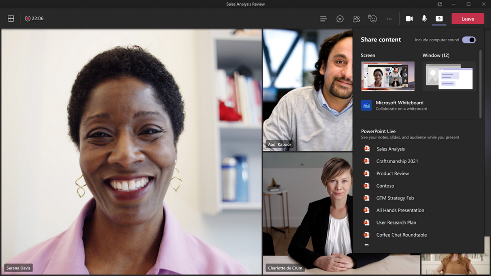 Expérience améliorée pour le partage de contenu lors d'une réunion sur Microsoft Teams