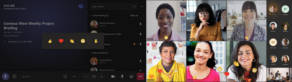 Réactions lives dans Microsoft Teams Room
